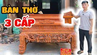 Mẫu bàn thờ gỗ đẹp năm 2024 | Sập thờ tam cấp
