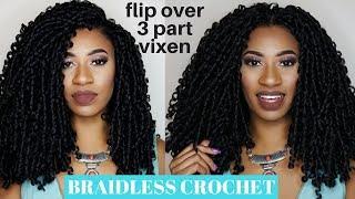 3 part vixen Braidless Crochet (Flip Over Method) no cornrows no LEAVEOUT ft. kima braid soft dreads