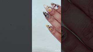 Perfect Orange and white Abstract water marble nail art design #awesomenails #diy #nails