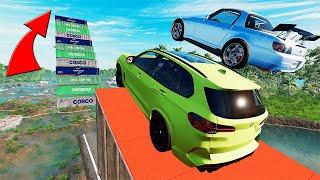 Cars Vs River Mega High Container  Jump Test #7 - Speed Car Crash - BeamNG Drive