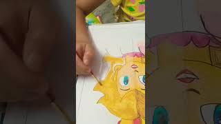 Drawing princess Peach but in two different medium pt-2 watercolour#shorts #camel