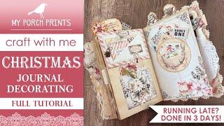 CHRISTMAS JOURNAL PAGE DECORATING 2023 ️ | Craft With Me! | My Porch Prints Junk Journal Ideas