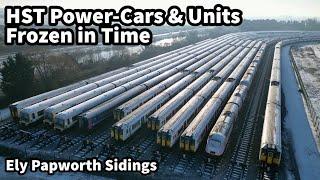 HST Power-Cars & Units FROZEN in TIME at Ely Papworth Sidings - Aerial Views of Potters Storage