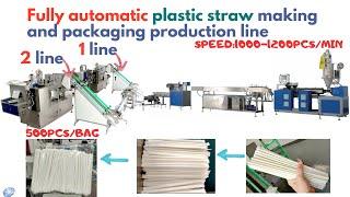 Fully automatic plastic straw machine and straw packaging/packing  machine production line 2