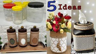 5 Diy Ideas Using Jars/ Jar Crafts/ Recycling Jars/ اعادة تدوير البرطمانات