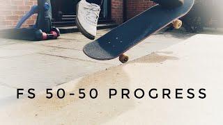 FS 50-50 Progress on a DIY Ledge #Skateboarding #SkateboardingUK #SkateboardingLife #5050