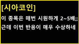 [시아코인] 확실한건 이 종목은 특성상 출발하면 멈추질 못한다는거......... 근데 지금 매우 수상한 흐름.....