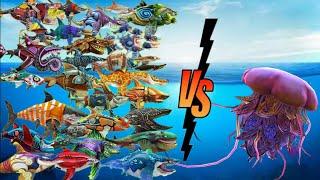 Hungry Shark World - All Sharks & And Skin VS Lion Jelly Fish