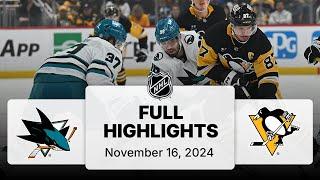 NHL Highlights | Sharks vs. Penguins | November 16, 2024