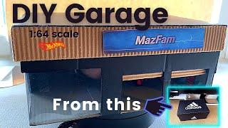 DIY Garage for 1:64 scale Hot Wheels toy cars. How to make a car garage from shoe box