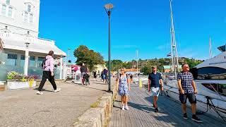 Strömstad Sweden walks around and looks at nice boats in the harbor 4k