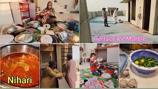 Terrace Pe Marble Lag gaye - Aj Upper Ka Kitchen Ched Dia - Nihari Banayi - Cooking with Shabana ️