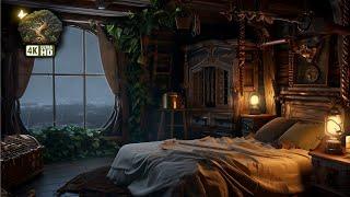  Pirate Ship Cabin Ambience • Storm & Thunder at Sea • Sleep Sounds 4K