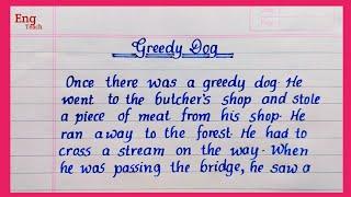 Greedy Dog Moral story in English | Greedy Dog story | Story writing | English story | Handwriting