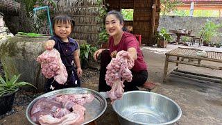 Cute chef Siv hour enjoy to help mother during cooking - Mother and children cooking