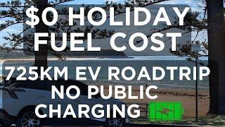 $0 EV Holiday Fuel Cost: 725km EV Road Trip No Public Charging