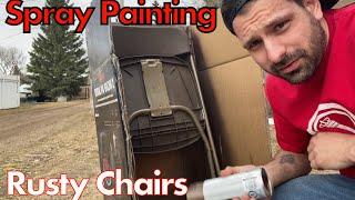 Spray Painting Chairs  Rustoleum - Tremclad - Hammered - Finish - DIY - Chair Painting Toutorial