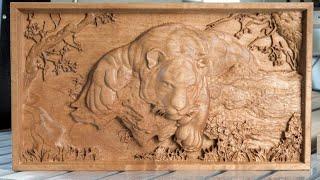 i2R CNC cutting a 3D model: Tiger in a Tree