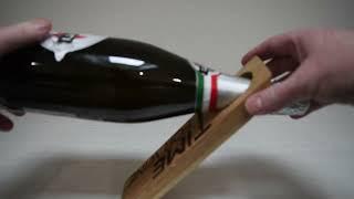 Wooden balancing wine bottle holder