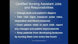 Certified Nursing Assistant Jobs and Responsibilities