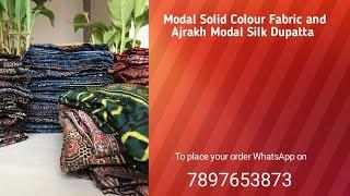 Ajrakh Modal Silk Dupattas and Modal Plain fabric. Modal Ajrakh Sets