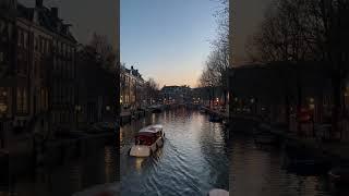 The beautiful #canals in #amsterdam  #travelvlog  #vlog #sunset #vibes #tripshorts #amscentral