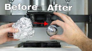 Mirror-Polished Japanese Foil Ball Challenge Crushed in a Hydraulic Press-What's Inside?