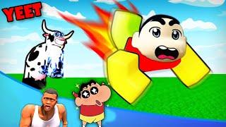 ROBLOX SHINCHAN Yeet a COW in ROBLOX with CHOP