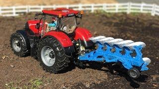 BRUDER RC tractor CASE plowing with Lemken plow!