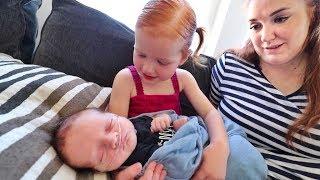 Adley meets Baby Brother!!  (so adorable)