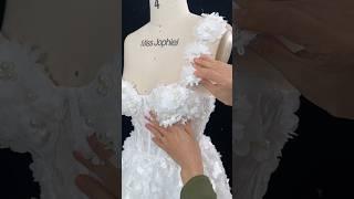 Making a corset 3D floral dress with slit #dress #gown #fashion #sewing #hautecouture #bridal #prom