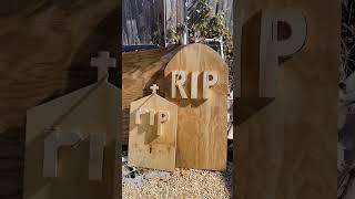 DIY PLYWOOD HEADSTONES 🪦 Easy #Halloween Decor | #diyproject #halloweendecor #halloweendiy