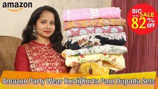 Amazon Party Wear Kurti/Kurta Palazzo Dupatta Set Haul | Ranjana R