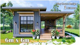 Beautiful Tiny House | 6m x 6m Farm House Type Design with wooden