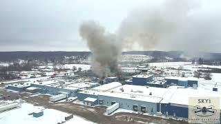 Chemical explosion and Fire - Parker LORD: Saegertown, PA 02/09/2025 - Aerial Drone View