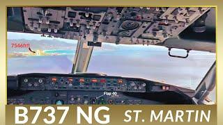 BOEING 737NG Bumpy Approach and Landing Saint Martin SXM | COCKPIT VIEW