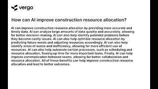 AI for Construction Resource Allocation