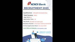 10th Pass Job| ICICI Bank Recruitment 2023 | Freshers Jobs 2023 #bankjobs #sarkarinaukri #shorts