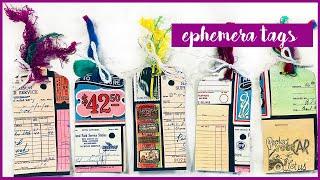 Making tags using ephemera junk journal ideas 2021 Gayle Agostinelli digi kit vintage tags tutorial