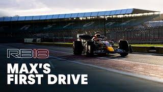 Max Verstappen drives the Oracle Red Bull Racing RB18 for the first time