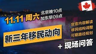 加拿大新三年移民计划深入解读：官宣内容分析、移民结构调整、可期路径规划等 + 现场问答