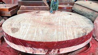 Cut A Round Table From A Giant Piece Of Wood // Wood Cutting Skills