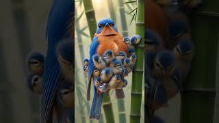 Eastern bluebird mama let her babies stick on her! #bluebird #birds #nature #birdnest #lovebirds