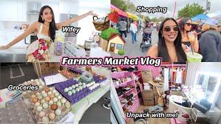 MOVING VLOGS: Farmers Market Grocery Shopping & Unpacking My Makeup Room 