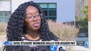 GVSU student works rally for higher pay