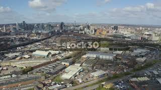 Drone Shot Of Industrial Area Outside Birmingham City Centre, UK