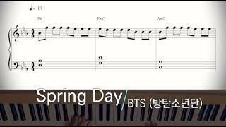 BTS (방탄소년단) 'Spring Day (봄날)' Easy Piano Sheet Music Tutorial 쉬운 피아노 악보