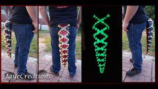 Medium Red Crisscross Glow-in-the-Dark Scalie Dragon Tail - JayeCreations