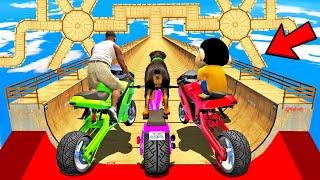 SHINCHAN AND FRANKLIN TRIED WHEEL MEGA RAMP & CRAZY RACE  JUMP CHALLENGE BY CARS BIKES TRUCKS GTA 5