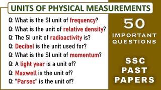 Units of Measurements in Physics | General Science | in English | SSC Previous Year Questions